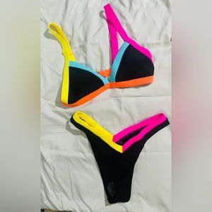 Contrast binding bikini swimsuit